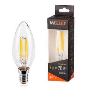 Лампа WOLTA Led Filament 25YCFT 7W E14 3000К свеча (798) (Уценка)