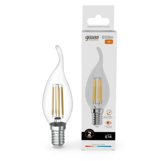 Лампа Gauss LED Filament Elementary 10W 2700K Е14 свеча на ветру