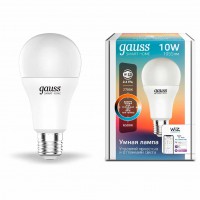 Лампа Gauss Smart Home A60 10W 1055lm 2700-6500К E27 изм.цвет.темп.+димм. LED