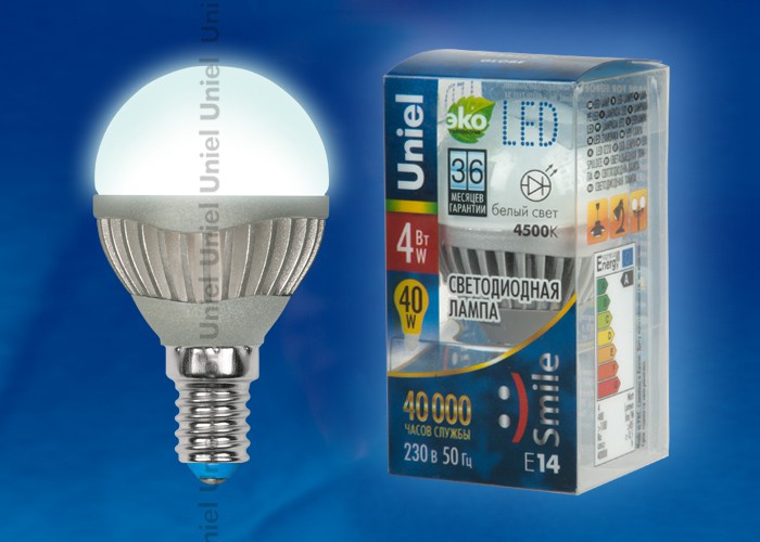 Лампа светодиодная  Uniel LED-G45-4W/NW/E14/FR ALS01SL 