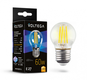Лампа светод. Voltega Crysta  Globe 6W 2700K E27 7214