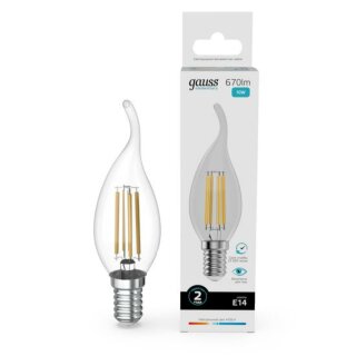 Лампа Gauss LED Filament Elementary 10W 4100K Е14 свеча на ветру