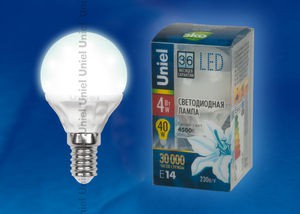 Лампа светодиодная  Uniel LED-G45-4W/NW/E14/FR CRF01WH 
