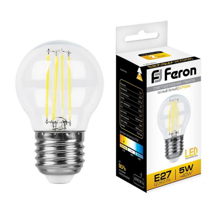 Лампа  FERON 4LED (5W) 230V E27 2700K, LB-61 (763)