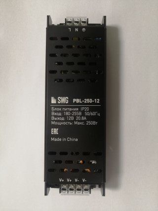 Блок питания SWG черный IP20, PBL-250-12, 250Вт, 12В