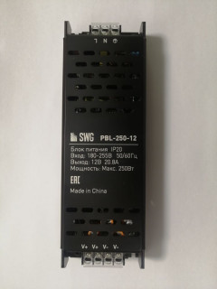 Блок питания SWG черный IP20, PBL-250-12, 250Вт, 12В
