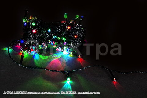 Гирлянда светодиодная 10м  100LED A-001A LED RGB зеленый провод