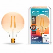 Лампа Gauss Smart Home Filament G95 6,5W 720lm 2000-5500К E27 изм.цвет.темпр.+димм. LED