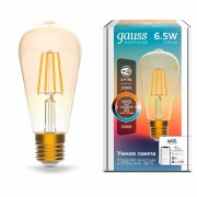 Лампа Gauss Smart Home Filament ST64 6,5W 720lm 2000-5500К E27 изм.цвет.темпр.+дим. LED