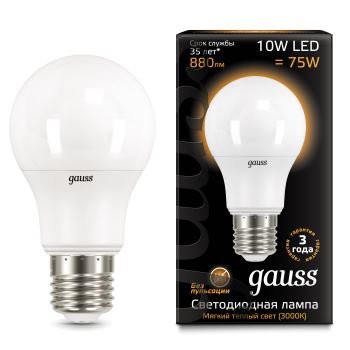 Лампа Gauss LED A60 10W 102502110 3000K E27