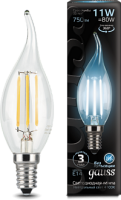 Лампа Gauss LED Filament 11W 104801211 4100K E14 свеча на ветру