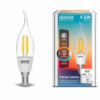 Лампа Gauss Smart Home Filament СF35 4,5W 495lm 2000-6500К E14 изм.цвет.темп.+дим. LED