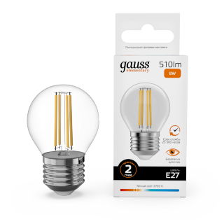 Лампа Gauss LED Filament Elementary 8W 2700K Е27 шар
