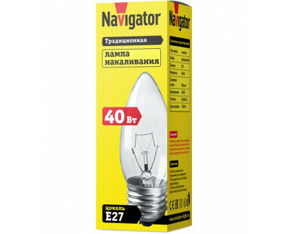 Лампа Navigator 94 328 NI-B-40-230-E27-CL свеча