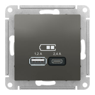 SE Atlas Design Сталь Розетка 2xUSB