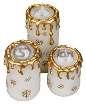Комплект Led свечей "снежинка" (3шт) 7,5*10/12/15см эл.с задувом (43-995CY3)