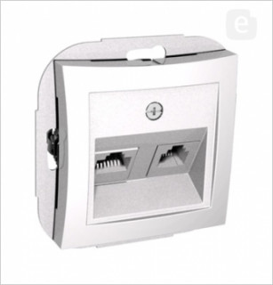 Розетка двойная  телефон+комп. RJ11+RJ45  WDE000185, белый (уп.10)