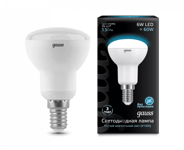 Лампа Gauss LED Reflector 106001206 R50 6W E14 4100K