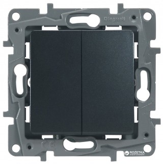 Legrand Etika Антрацит Выключатель 2-кл авт.клеммы 10 AX 250B 672602