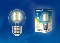 Лампа светодиодная  Uniel LED-G45-13W/3000K/E27/CL  PLS02WH 3000K серия Sky  форма "Шар" (439)