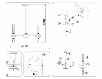Люстра на штанге Ambrella Light High Light Modern LH55351