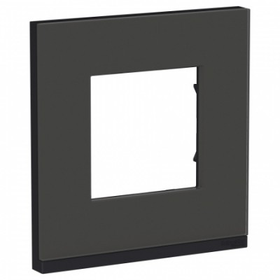 SE Unica Pure Черное стекло/Антрацит Рамка 1-ная горизонтальная, Schneider Electric SE NU600286