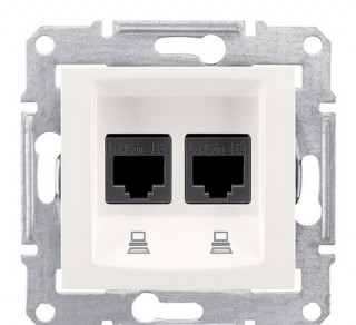 SE Sedna Розетка компьютерная 2-ая RJ45 кат. 5е UTP беж.