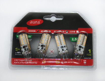 Лампа светодиодная AURA FLD-G4PCL 12V 3000K (4 шт.)