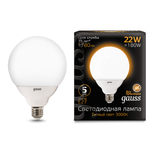 Лампа Gauss LED G125 105102122 22W 3000K E27 Шар