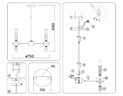 Люстра на штанге Ambrella Light High Light Modern LH55360