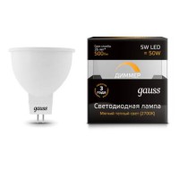 Лампа Gauss LED DIMM 101505105-D MR16 5W GU5.3 3000K диммируемая
