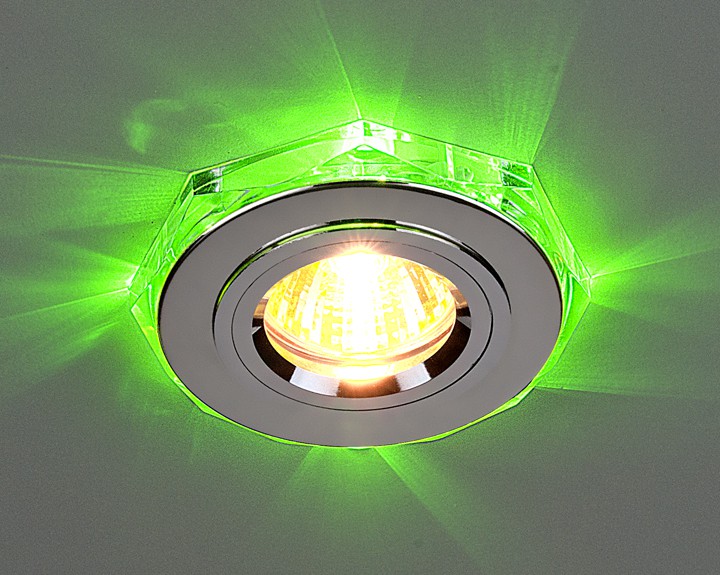 Светильник встраиваемый Elektrostandard 2020/2 MR16 CH/LED/GR хром/зеленая подсветка