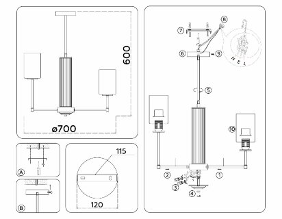Люстра на штанге Ambrella Light High Light Modern LH56213