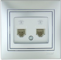 Розетка LEZARD телеф. 2-ая. евро метал серый со  вставкой 701-1010-138