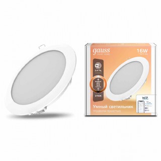 Светильник даунлайт Gauss Smart Home 16W 1500lm 2700К 220-240V IP20 165*38мм димм. LED