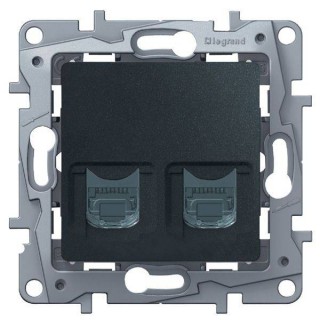 Legrand Etika Антрацит Розетка комп. 2-ая RJ45  кат.5е UTP 672655