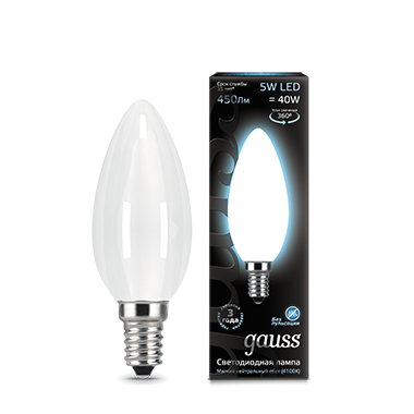 Лампа Gauss LED Filament OPAL Candle 103201205 5W E14 4100K свеча матовая