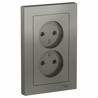 SE Atlas Design Сталь Розетка 2x2P 16A в сборе
