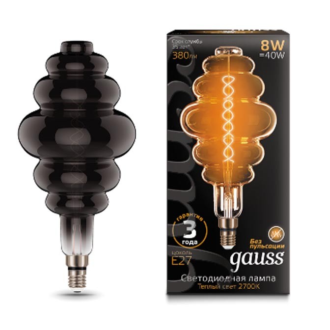 Лампа Gauss LED Vintage Filament 159802008 BD200 Flexible E27 8W 2400K Gray