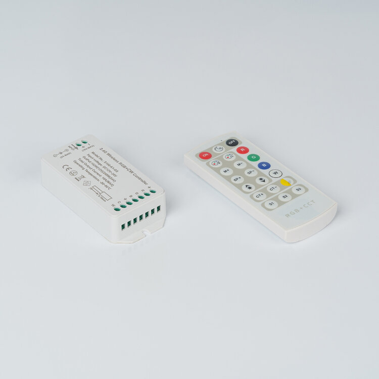 Контроллер  RGB+CCT 2.4G с пультом, 21 кноп. DC12/24V, 16А(МАХ) SW-RGB-CW-2.4G-16A