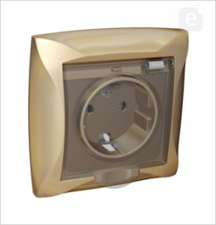 Розетка с з/к со шторками с крышкой  IP 44  WDE000448, шампань (уп.14)
