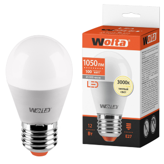 Лампа WOLTA Led 25Y45GL 12W E27 3000K шар (091) (Уценка)