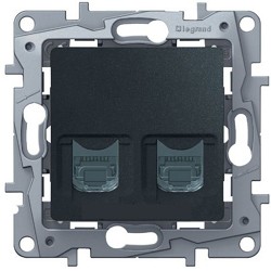 Legrand Etika Антрацит Розетка комп.+ТЛФ  RJ11+RJ45 кат5UTP 672652