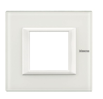BT Axolute Белое стекло  Рамка 2 мод прямоуг. HA4802VBB