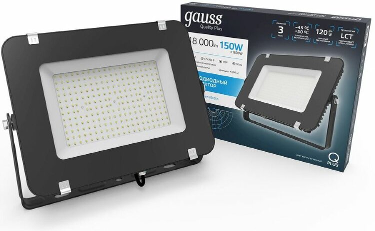 Прожектор Gauss LED 613100150 150W IP65 6500K черный Qplus